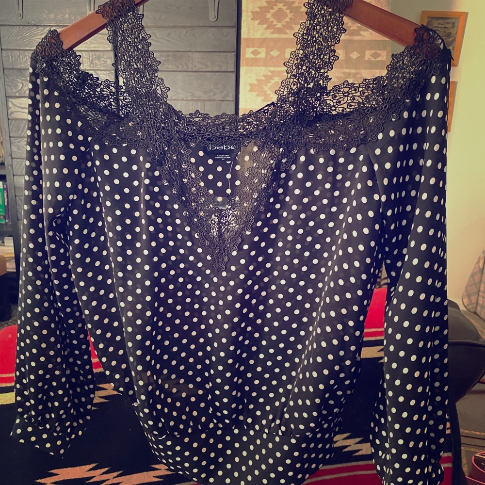 NWT black polkadot blouse long sleeve brand new